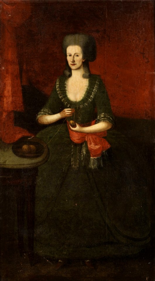 Dame mit Wollknäueln 18 Jh