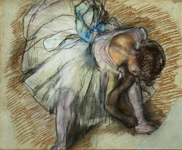 Dancer Adjusting Her Shoe - Edgar Degas - Google Cultural Institute. Free illustration for personal and commercial use.