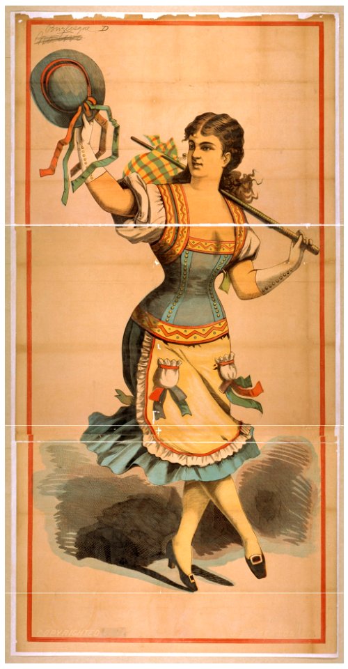 Dancing chorus girl with cane and blue hat LCCN2014637281