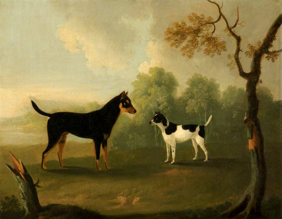 Daniel Clowes (1774-1829) - Two Dogs Facing One Another in a Landscape - 932382 - National Trust