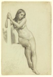 Daniel Huntington - Female Nude Perched on a Stool - Google Art Project