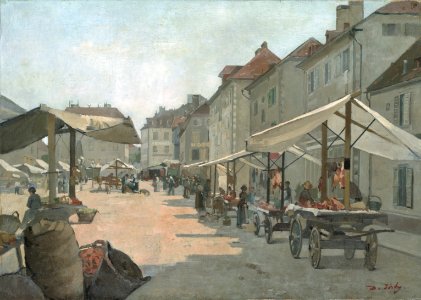 Daniel Ihly, Place du marché à La Chaux-de-Fonds, 1905. Free illustration for personal and commercial use.