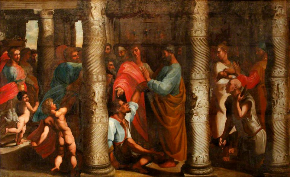 Daniel Mytens (c.1590-1647) (attributed to) - Healing of the Lame Man (after Raphael) - 129945 - National Trust