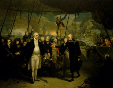Daniel Orme (c.1766-c.1832) - Duncan Receiving the Surrender of de Winter at the Battle of Camperdown, 11 October 1797 - BHC3100 - Royal Museums Greenwich