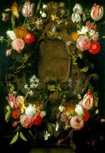 Daniel Seghers - A Cartouche Embellished with a Garland of Flowers