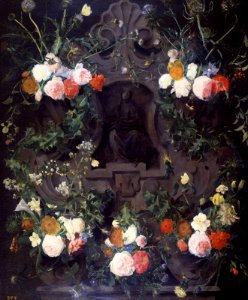 Daniel Seghers - A Garland of Flowers on a Carved Stone Medallion - BF.1977.4 - Museum of Fine Arts