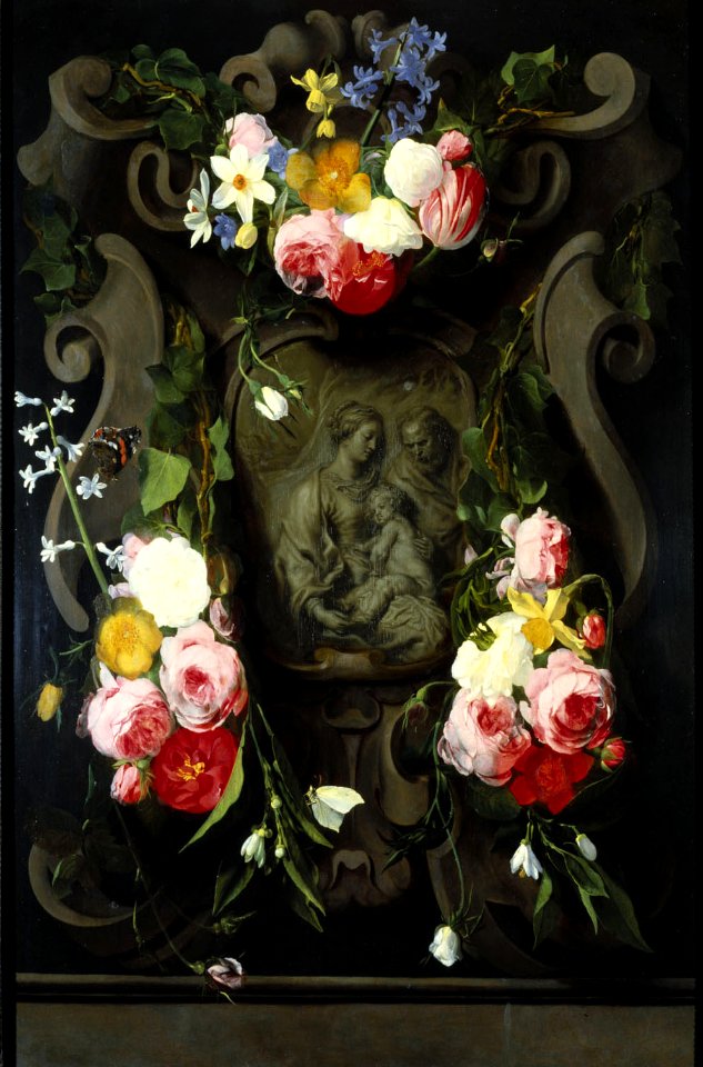 Daniel Seghers - The Holy Family in a Flower Garland