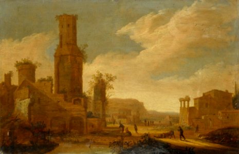 Daniel van Heil - Landscape with ruins. Free illustration for personal and commercial use.