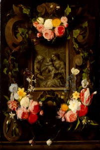 Daniel Seghers - Madonna and Child with St Anna in a Flower Garland. Free illustration for personal and commercial use.