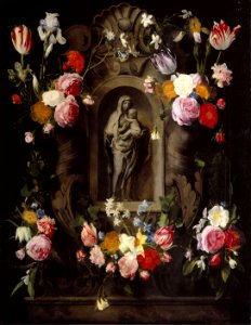 Daniel Seghers and Erasmus Quellinus (II) - Garlands of Flowers surrounding a Statue of the Madonna