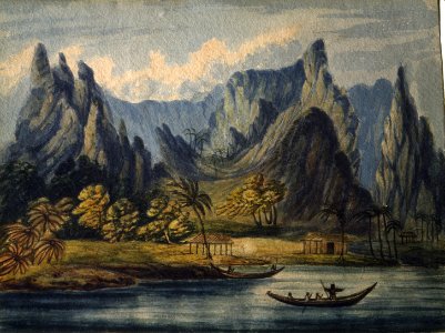 Daniel Tyerman, Opoa, Island of Raiatea, 1822. Free illustration for personal and commercial use.
