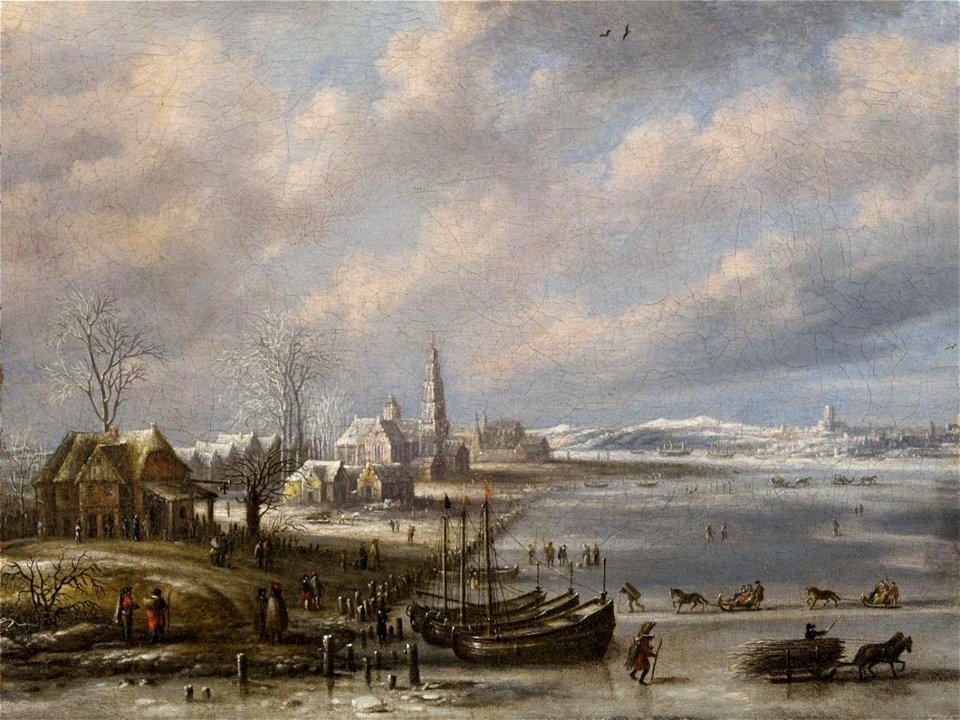 Daniel van Heil - Winter landscape with frozen river