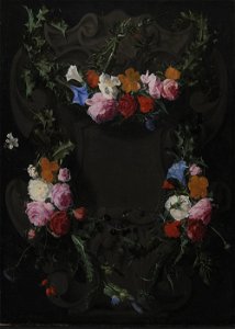 Daniël Seghers - A Stone Cartouche with a Garland of Flowers - KMSsp231 - Statens Museum for Kunst