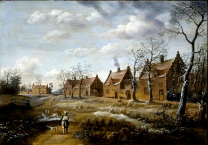 Daniel van Heil - Winter landscape or landscape with hunter. Free illustration for personal and commercial use.