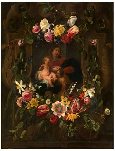 Daniël Seghers and Cornelis Schut - The Virgin and Child and St. John the Baptist in a flower garland