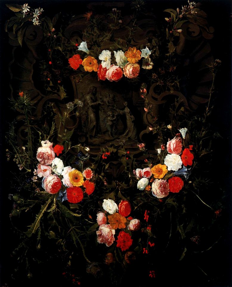Daniël Seghers - Christ and St Therese in a Garland of Flowers - WGA21127