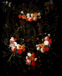 Daniël Seghers - Christ and St Therese in a Garland of Flowers - WGA21127