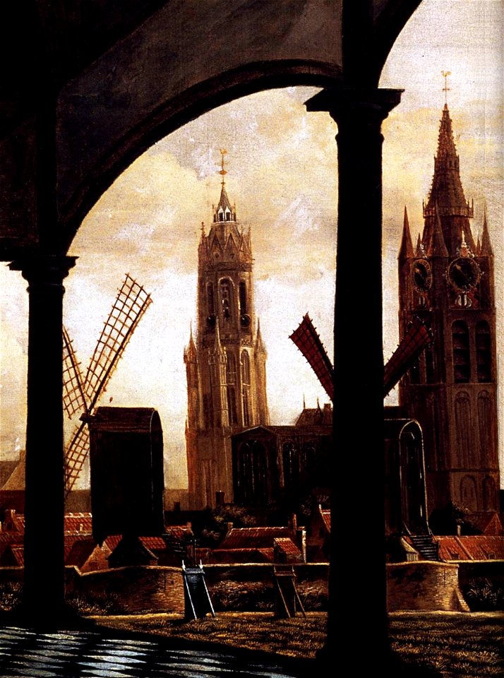 Daniel Vosmaer - A View of Delft through an Imaginary Loggia (detail) - WGA25338
