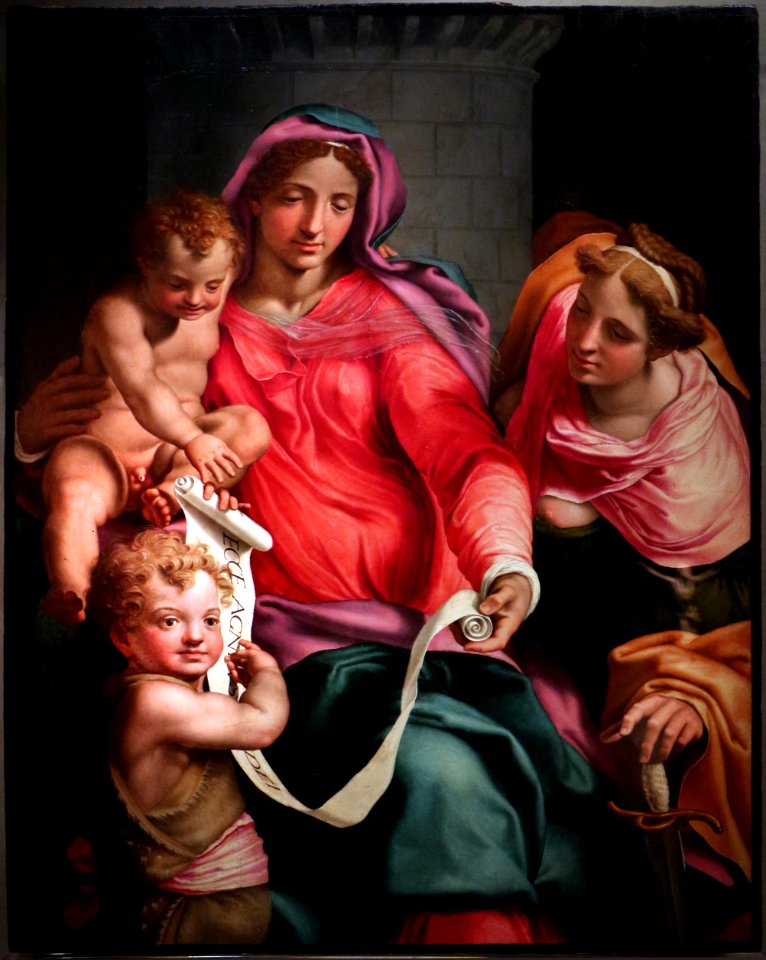 Daniele da volterra, madonna col bambino, san giovannino e santa barbara, 1545-50 ca