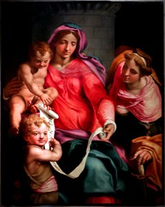 Daniele da volterra, madonna col bambino, san giovannino e santa barbara, 1545-50 ca. Free illustration for personal and commercial use.
