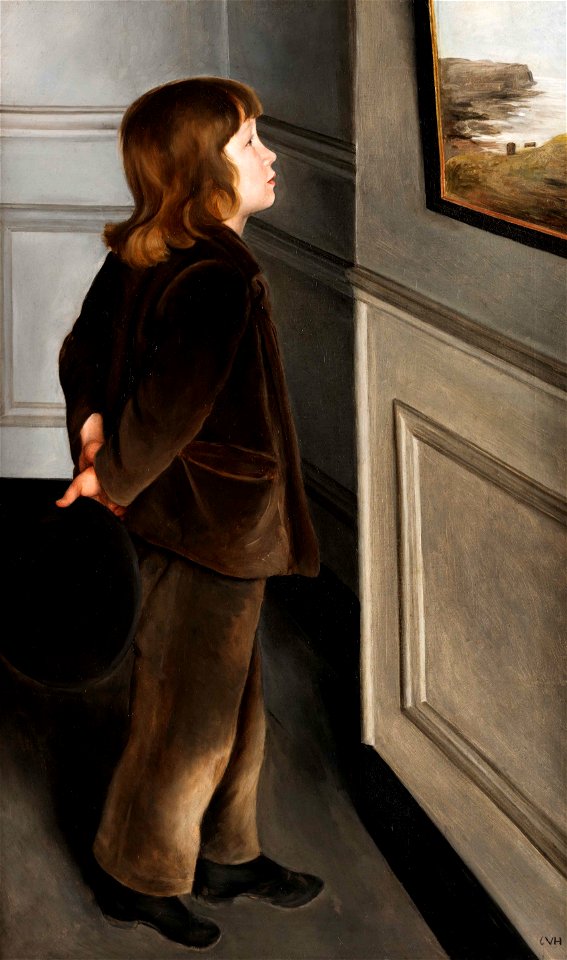 Danish 19c Boy looking at a painting