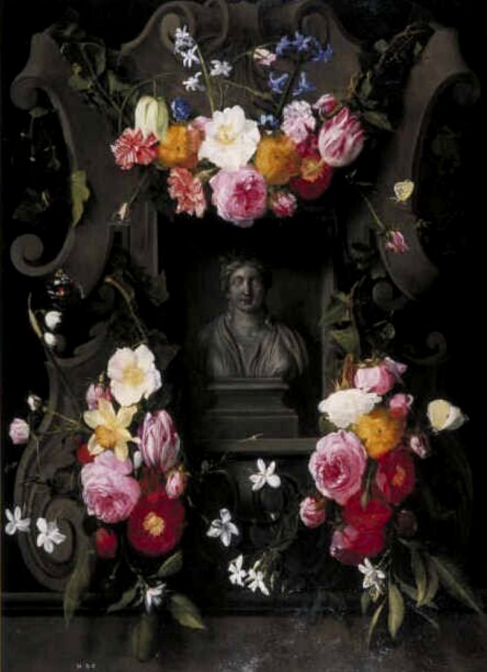 Daniël Seghers - Bloemen op een reliëf met een nis, waarin een borstbeeld van Flora - 1800 (OK) - Museum Boijmans Van Beuningen