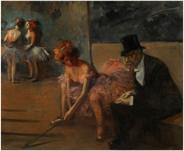 Danseuse et admirateur derrière la scène - Jean-Louis Forain