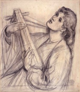 Dante Gabriel Rossetti - A Christmas Carol (pencil). Free illustration for personal and commercial use.