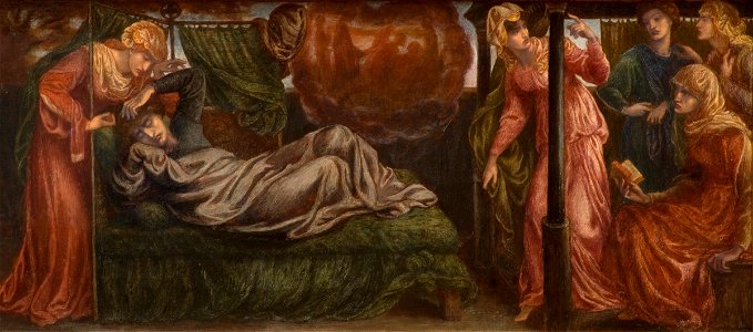 Dante Gabriel Rossetti - Dante's Dream (predella, left panel). Free illustration for personal and commercial use.