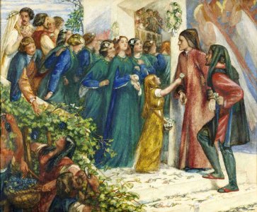 Dante Gabriel Rossetti - Beatrice Meeting Dante at a Marriage Feast, Denies Him Her Salutation 02. Free illustration for personal and commercial use.