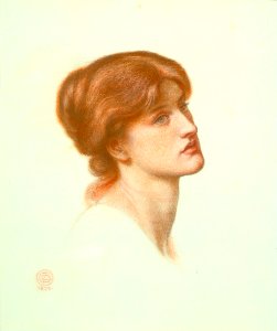 Dante Gabriel Rossetti - Study for Dante's Dream - Head of Alexa Wilding. Free illustration for personal and commercial use.