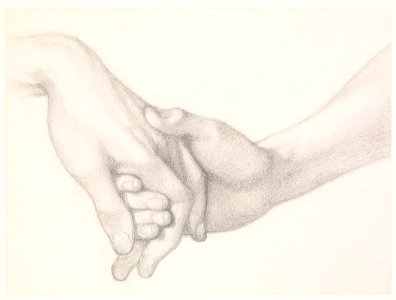 Dante Gabriel Rossetti - Study of Dante holding the hand of Love. Free illustration for personal and commercial use.