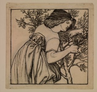 Dante Gabriel Rossetti - King René's Honeymoon - Gardening - Design for a painted Panel for the Cabinet - Google Art Project
