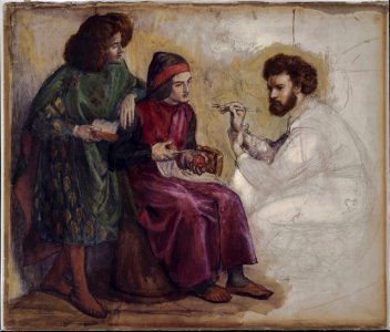 Dante Gabriel Rossetti - Giotto Painting Dante's Portrait. Free illustration for personal and commercial use.