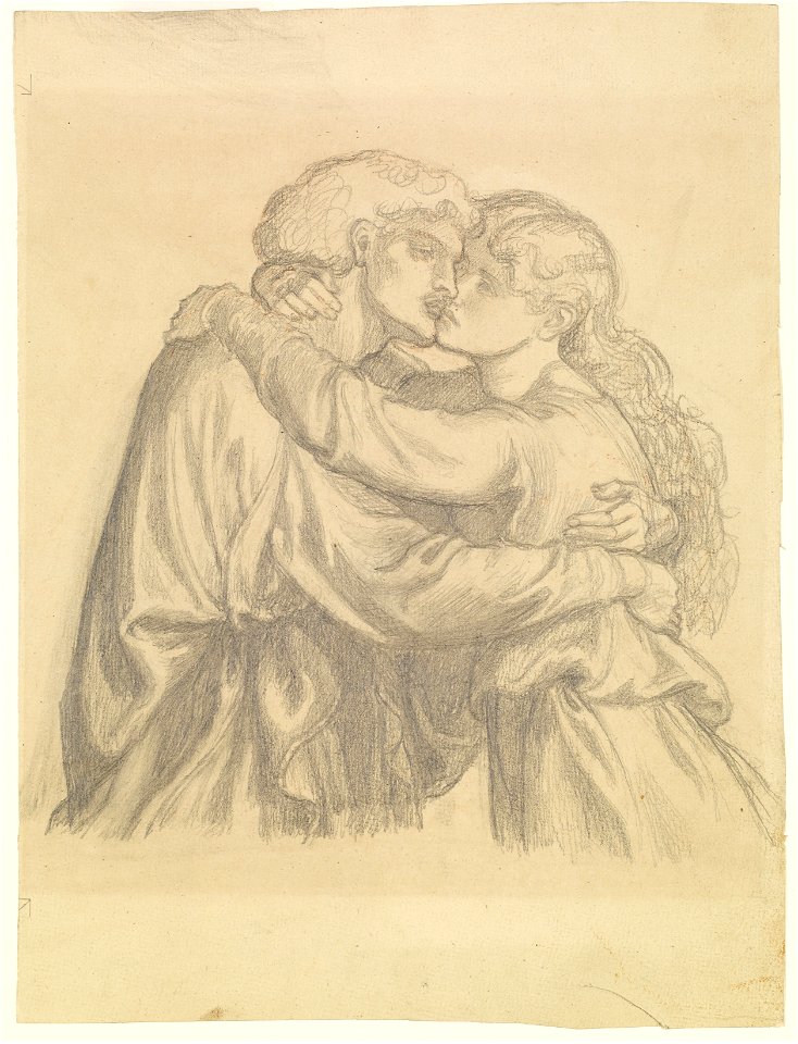 Dante Gabriel Rossetti - The Blessed Damozel - Study of two Lovers embracing - Google Art Project