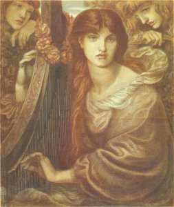 Dante Gabriel Rossetti - La Ghirlandata (chalks). Free illustration for personal and commercial use.