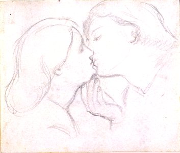 Dante Gabriel Rossetti - King René's Honeymoon (Study of Heads for King René and his Queen)