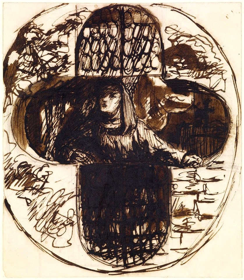 Dante Gabriel Rossetti - Nun looking out of a Quatrefoil Window