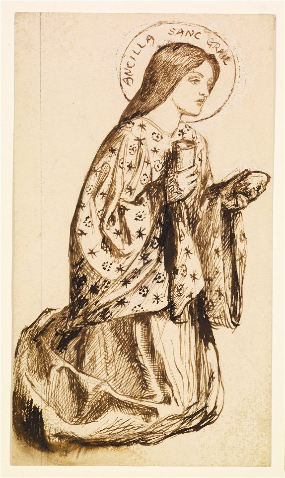 Dante Gabriel Rossetti - Launcelot at the Shrine of the Holy Grail - Study for The Angel of the Holy Grail - Google Art Project