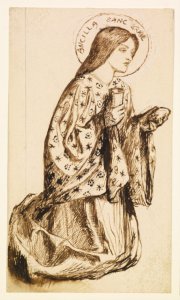 Dante Gabriel Rossetti - Launcelot at the Shrine of the Holy Grail - Study for The Angel of the Holy Grail - Google Art Project