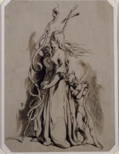 Dante Gabriel Rossetti - Two Female Figures with Cross and Serpent