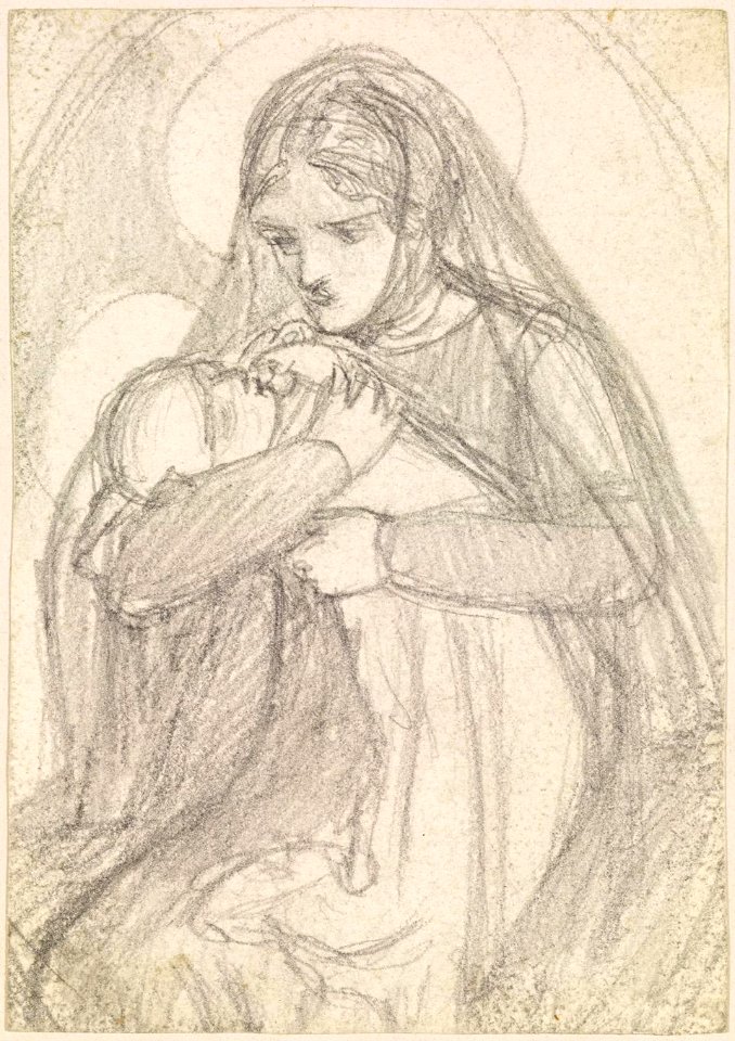 Dante Gabriel Rossetti - Sketch of the Virgin and Child 01