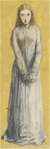 Dante Gabriel Rossetti - Study of a girl, her hands clasped, walking towards the spectator