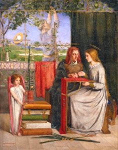 Dante Gabriel Rossetti - The Girlhood of Mary Virgin. Free illustration for personal and commercial use.