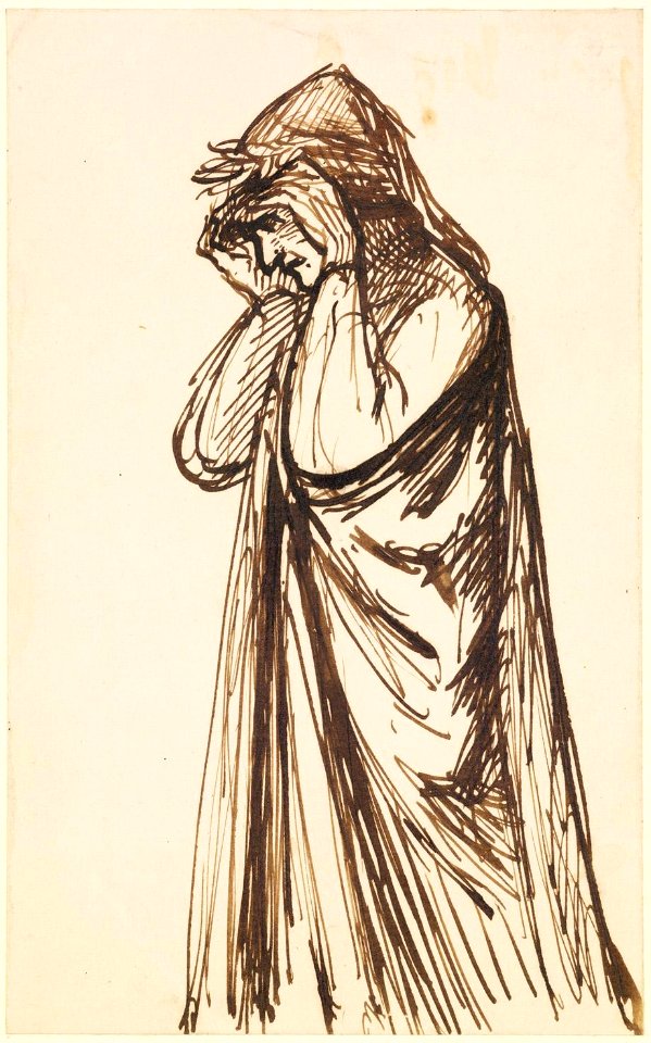 Dante Gabriel Rossetti - The Meeting of Dante and Beatrice in Paradise - Sketch of Dante