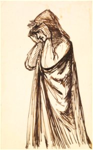 Dante Gabriel Rossetti - The Meeting of Dante and Beatrice in Paradise - Sketch of Dante. Free illustration for personal and commercial use.