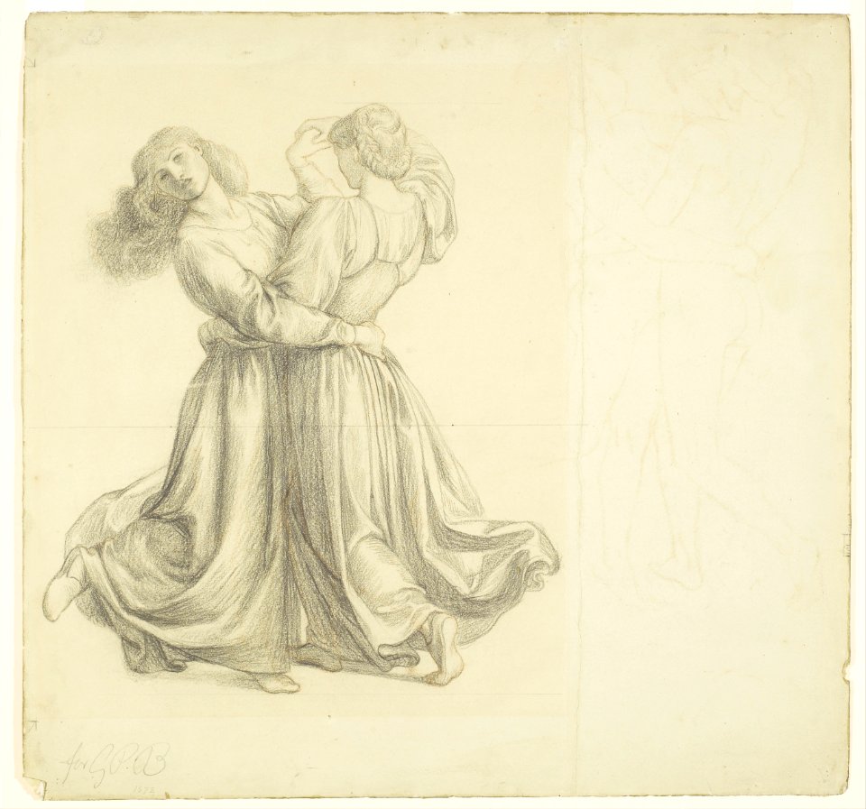 Dante Gabriel Rossetti - The Bower Meadow - Drapery Study for the Two Girls dancing - Google Art Project