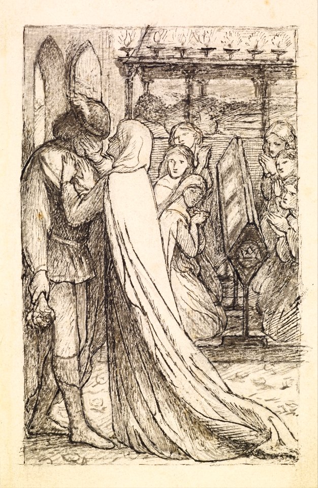 Dante Gabriel Rossetti - The Prince's Progress - Compositional Study for 'You should have wept her yesterday' - Google Art Project
