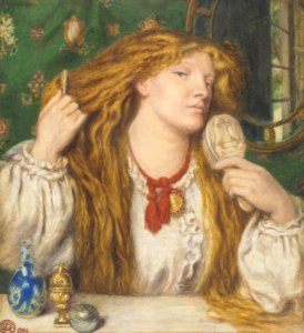 Dante Gabriel Rossetti - Woman Combing Her Hair. Free illustration for personal and commercial use.