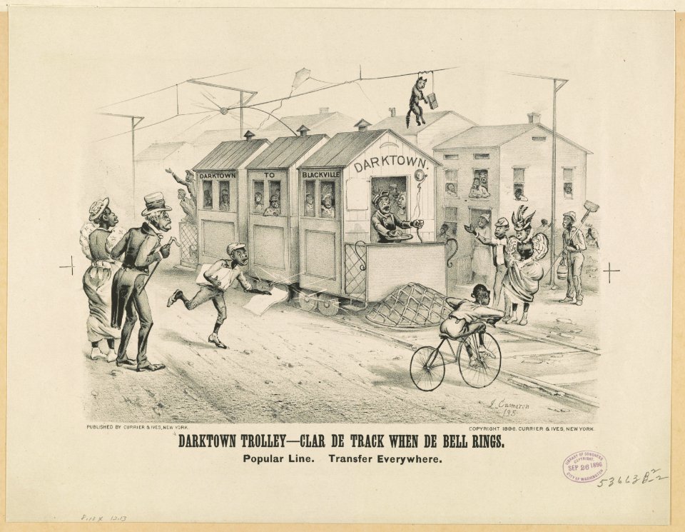 Darktown trolley - Clar de track when de bell rings- Popular line. Transfer everywhere LCCN91790199